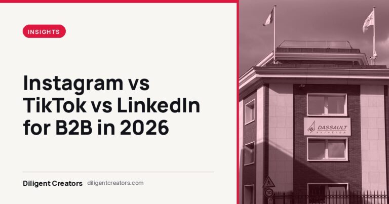 Diligent Creators blog cover: Instagram vs TikTok vs LinkedIn for B2B in 2026